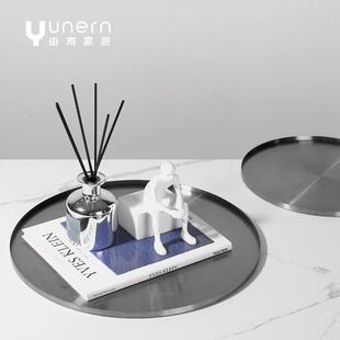 简约现代轻奢客厅餐桌茶几收纳盘托盘摆件样房间展厅桌面软装饰品