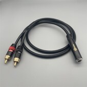 6.5母转双莲花大三芯6.35mm公转2个RCA一分二立体声音频线转接线