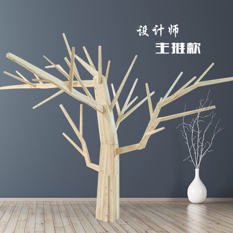 定制原木大树软装摆件幼儿园大厅门店猫咖馆猫爬架造型树落地展示