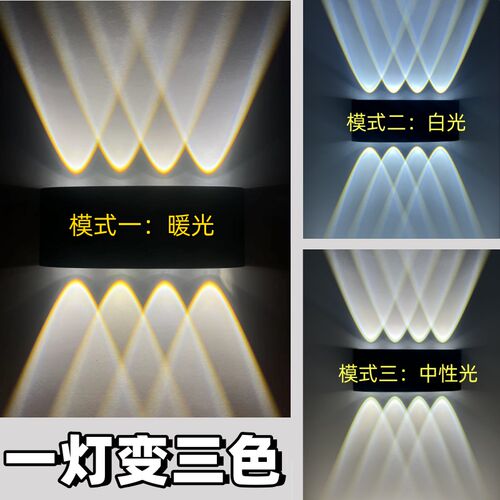 三色变光彩色创意led圆形客厅卧室RGB床头灯背景走廊墙壁ktv彩灯
