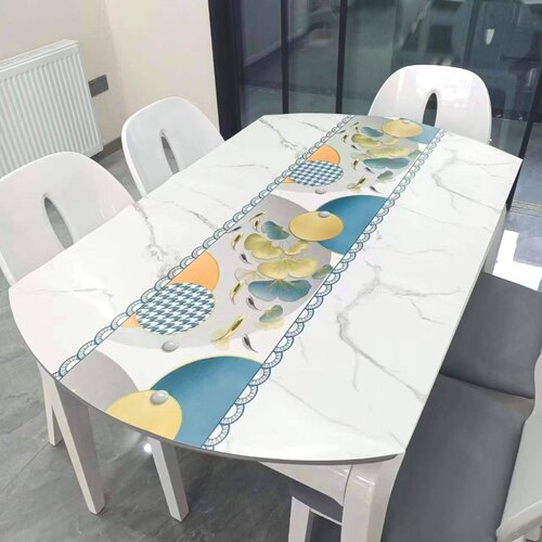 不透明折叠椭圆形桌垫防水防油防烫椭圆餐桌布PVC塑料茶几垫家用