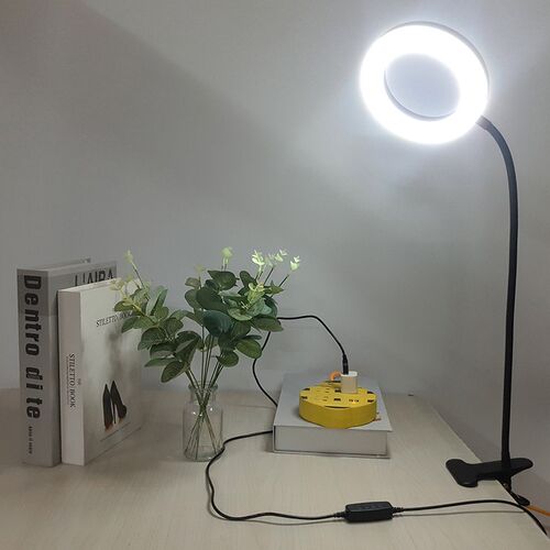 usb调光调色美颜嫩肤环形补光灯160MM通用5V儿童学生书桌床头夹灯