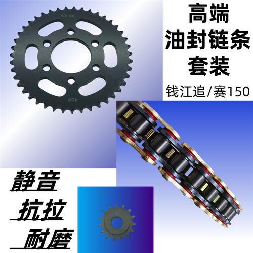 适用钱江追150赛150 QJ150-31B-29F牙盘链盘链轮套链静音油封链条