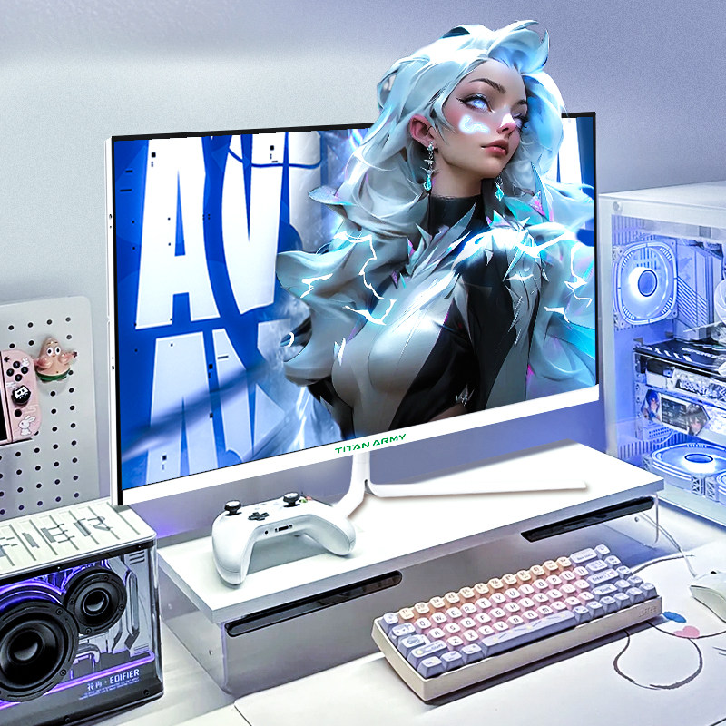 泰坦军团27英寸显示器2K180Hz电竞显示屏白色27G2R电脑屏幕144Hz