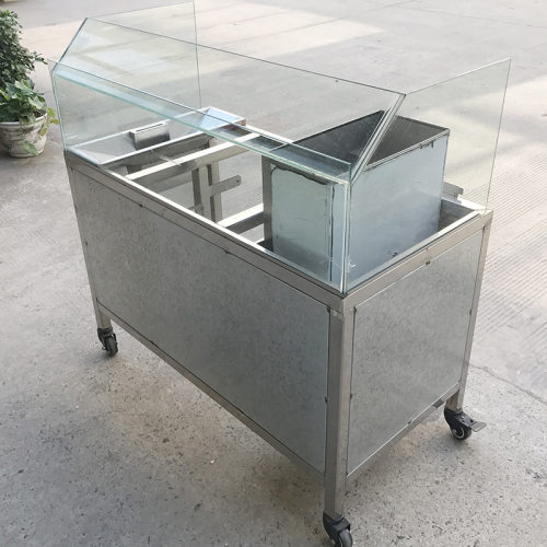批发304不锈钢多功能工作台玻璃垃圾桶水果加工操作台移动切配台