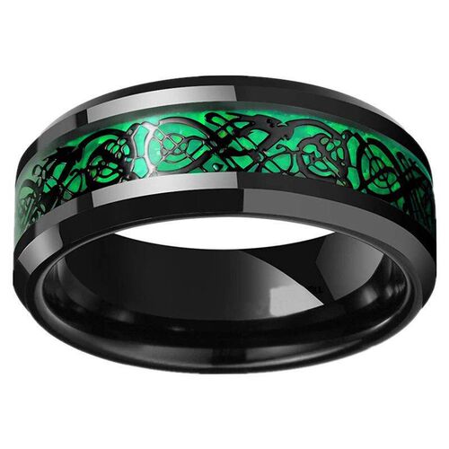 Fashion Black Tungsten Wedding Celtic Dragon Rings For Men I