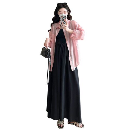 Maternity Womens Clothing Sunscreen Shirt Suspender Skirt L