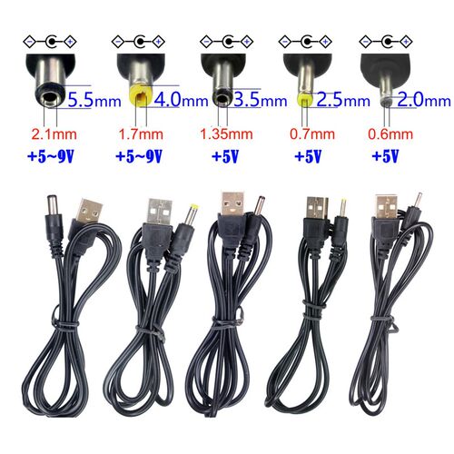 USB Port to 2.0 2.5  3.5 5V DC Barrel Jack Power Cable Conne