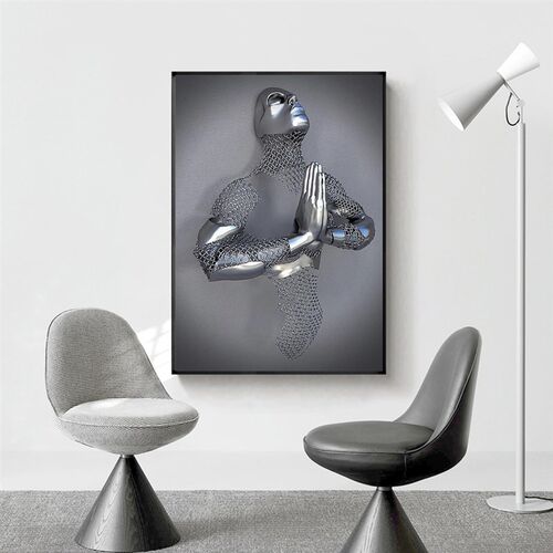 Modern Metal Figure Statue Art  Painting Romantic Abstract P
