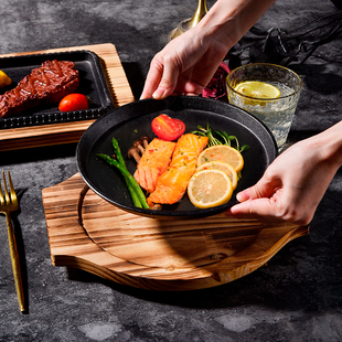 西餐铁板烧铁板长方形牛排盘铁板烧盘烧烤盘子铁板烧烤盘商用家用