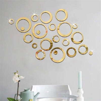 24Pcs/lot DIY 3D Circle Mirror Wall Sticker Crystal Mural