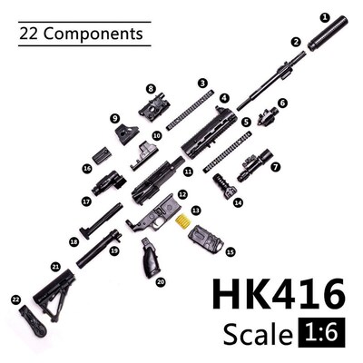 1/6th Mini Jigsaw Puzzle HK416 Automatic Rifle Plastic Black