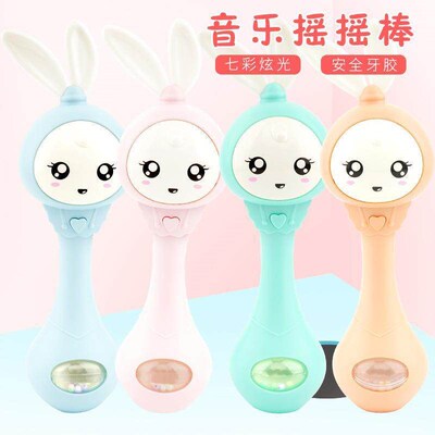 Baby Music Flashing Rattle Toys Rabbit Teether Hand Bells Mo