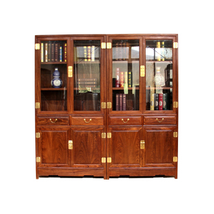 红木书柜书架实木刺猬紫檀明式素面书橱花梨木雕花书柜展示架