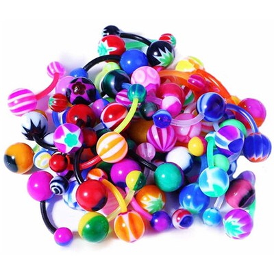 10/20/30/50 PCS Acrylic Belly Piercing Lot Bar Mix Belly But