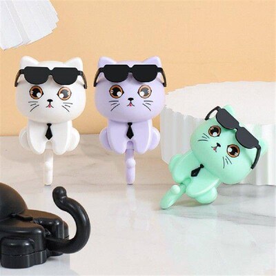 Creative Cute Cat Key Holder Adhesive Coat Hooks Decorative