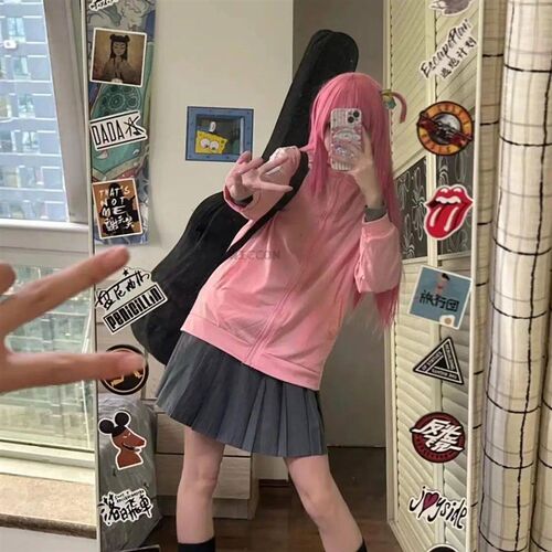 Bocchi the Rock! Cosplay Costumes Hitori Gotou Pink Uniform