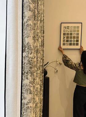 古雪迷雾森林抹茶绿法式复47452窗帘许村尼提花窗帘品尔质布料工