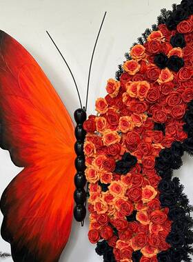 真蝴仿橱蝶纸艺立体装饰中空吊挂婚庆道EHO具面窗美陈墙背景摄影