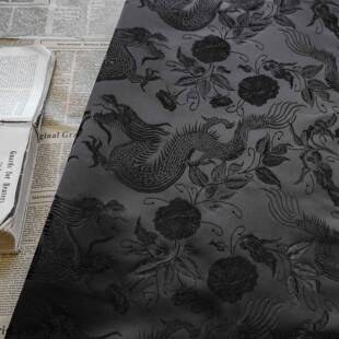 中风JY-B1-44缎面龙旗纹垂马顺汉服提花面料经国典黑古装中式甲色