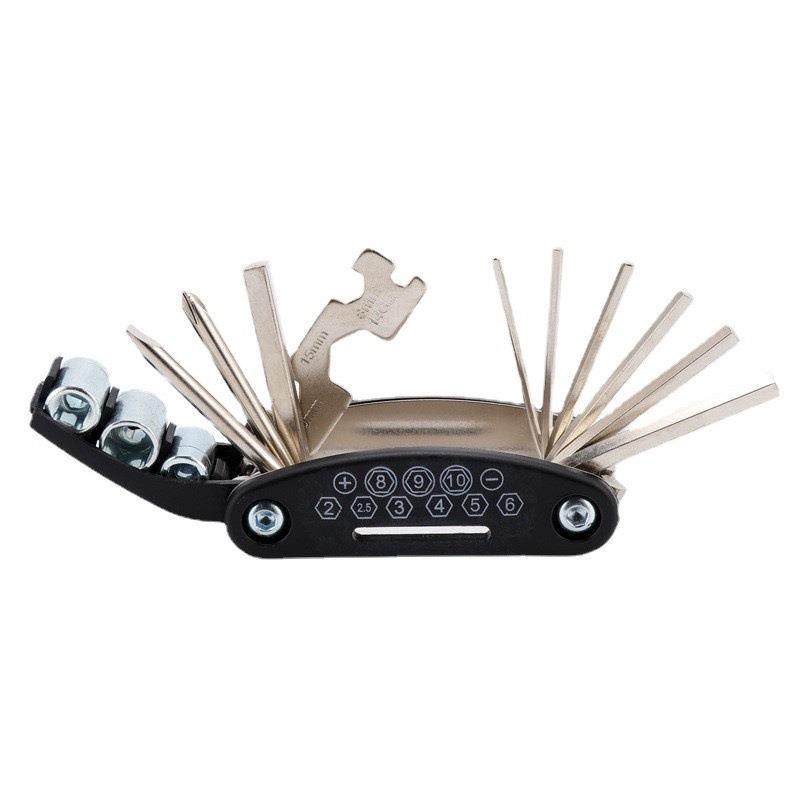 16合一多功能山地自行车组合修车修理工具公路车多功能折叠修车