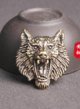 黄铜做旧狼头财布扣个性朋克风格皮具装饰扣DIY狼图腾皮包扣