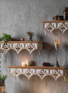 田园风民宿花置物板架背景墙装饰壁挂创意搁艺摄90699术做架旧影