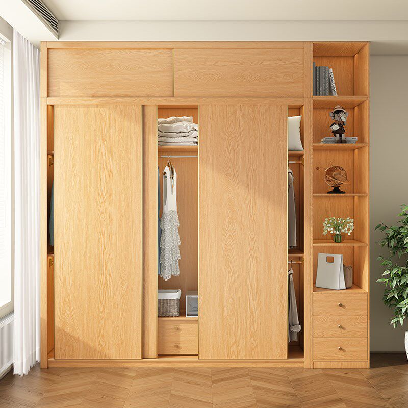 定制橡木推拉门衣柜全实木家用卧室柜子一门到顶-3米加高衣橱,住宅家具,自由组合衣柜,淘宝优惠券,粉丝福利购,淘宝优惠卷