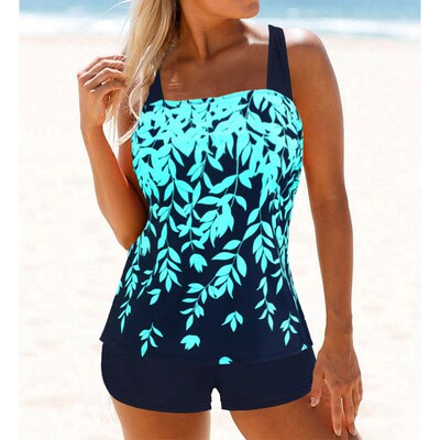 Two Pieces Swimsuit Women 2023 Printed Tankini Swimwear Fema