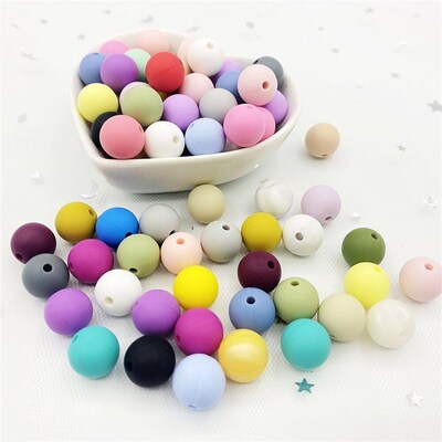 50pcs 12mm Silicone Beads Baby Teething round Beads Pacifier
