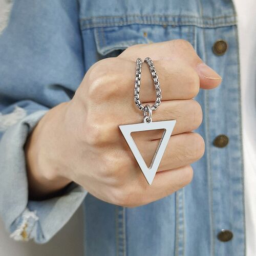 Vnox Retro Hollow Cube Pendant for Men Stainless Steel Squar