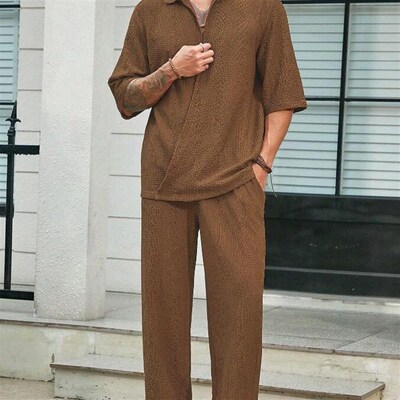2025 Mens mmuter Suit Casual Shirt Short Sleeve Trousers Me