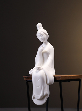 创意琴棋书画陶瓷人物摆件中式客厅书房办公室软装饰品工艺品摆设