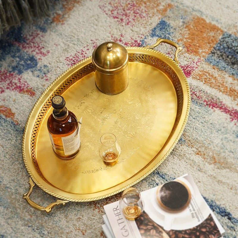 黄铜手工复古大号雕花托盘欧式奢华桌面摆盘家居别墅样板间,家居饰品,果盘/果篓,淘宝优惠券,粉丝福利购,淘宝优惠卷