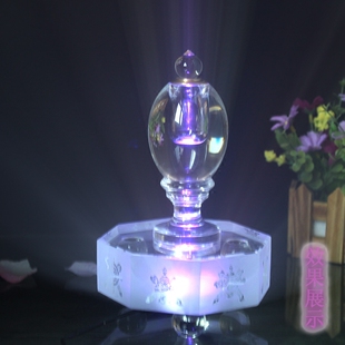 酒吧柜台庭院桌面摆件 人造水晶玻璃led灯七彩色发光 舍利塔底座