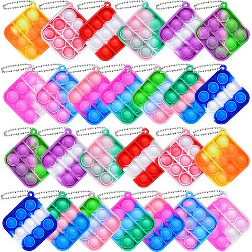 12/24/36/48/72/96 Pcs Mini Pop Push Fidget Toy Pack Keychain