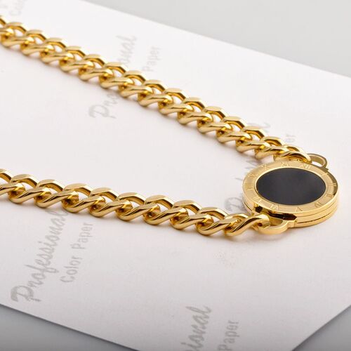 316L Stainless Steel Hip Hop Roman Numeral Positive Black Wh