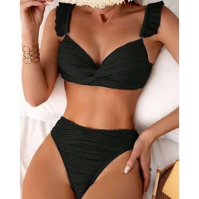 2024 New Ruffled Frilled Trim Push Up Bikinis Female Swimsui