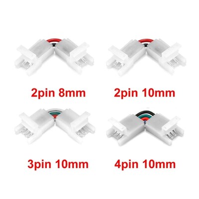 10 Packs 2/3/4 Pin 8/10mm LED Strip Connectors ?L Shape Sol