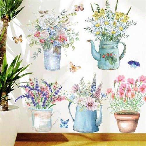 Garden Potted Plant Bonsai Flower Wall Stickers For Home