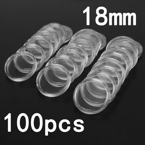 100/200Pc 18/21/22/24/25/26/38mm Transparent Round Coin Caps