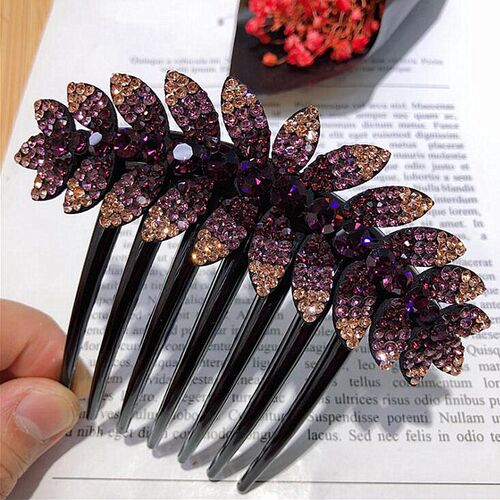 Luxury Crystal Rhinestones Flower Hair Combs Clip Vintage Ha