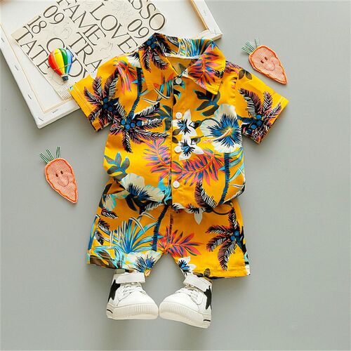 0-5Y Kids Baby Boy Clothes Boho Summer Floral Print Sets 2Pc