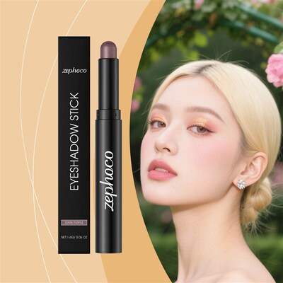 ZEPHOCO Deep Purple Glitter Eyeshadow Stick - Natural, Smoot