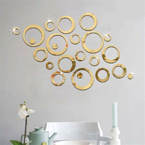 24Pcs/lot DIY 3D Circle Mirror Wall Sticker Crystal Mural