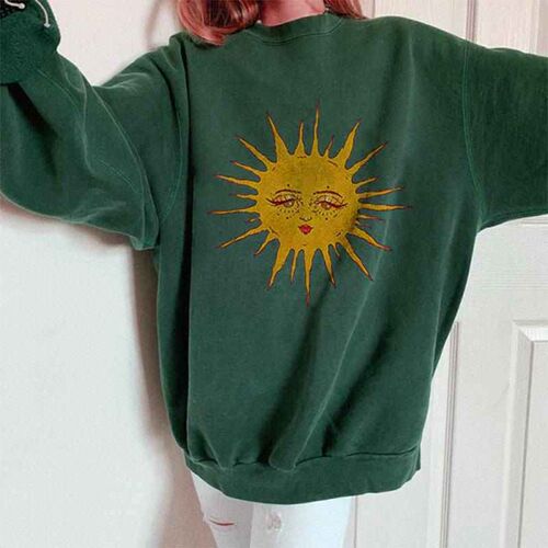 New large loose long sleeve printed sweater for women