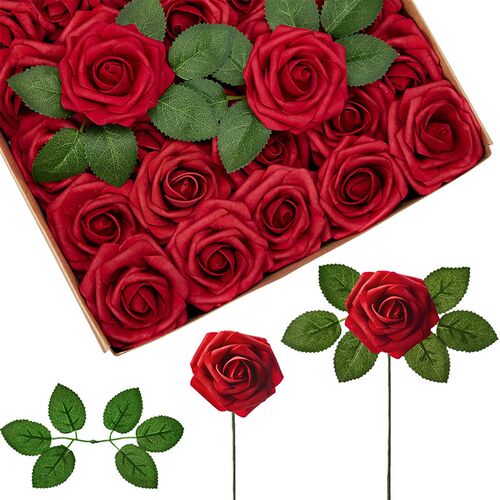 30/50/100pcs Artificial PE Foam Rose Flowers Heads 7CM Bride