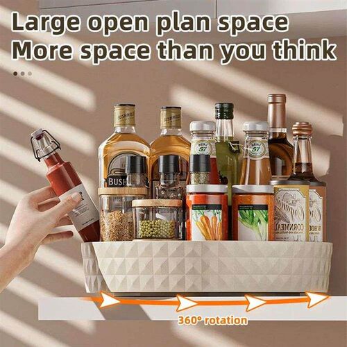 Kitchen Storage Spice Rack 360 Degree Rotation Cabinet Stora