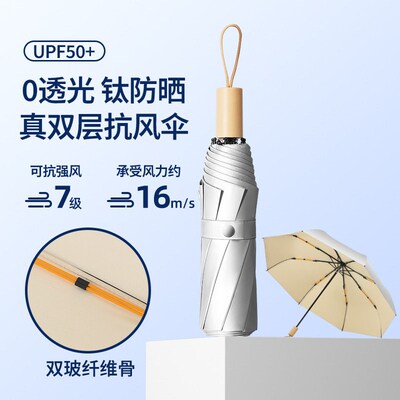 Umbrella Parasol Titanium Silver Double Layer Vinyl Anti-ult