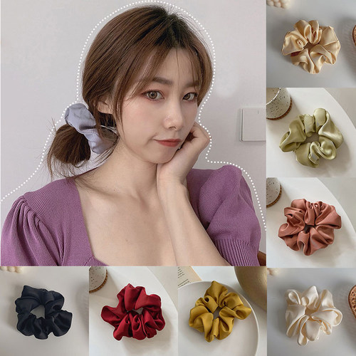 2PCWomen Silk Scrunchie Elastic Handmade Multicolor Hair Ban